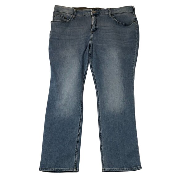 Lee Womens Jeans Plus Size 24W Blue Denim Slim Fit Straight Leg Mid Rise Casual - Picture 1 of 14